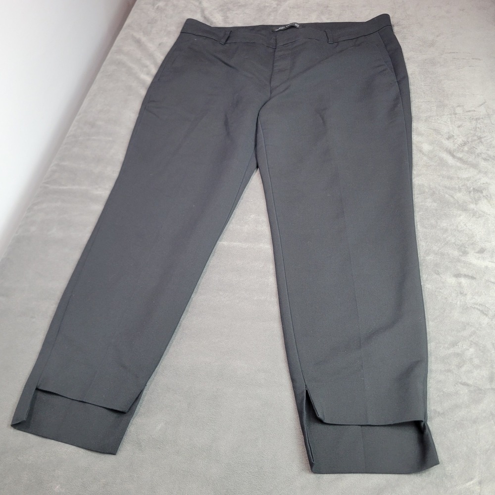 Zara Woman Black Tailored Trousers Vented Tulip Hem Pants Size 12